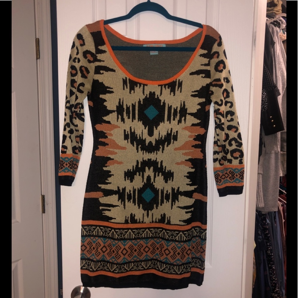 Patterned sweater dress